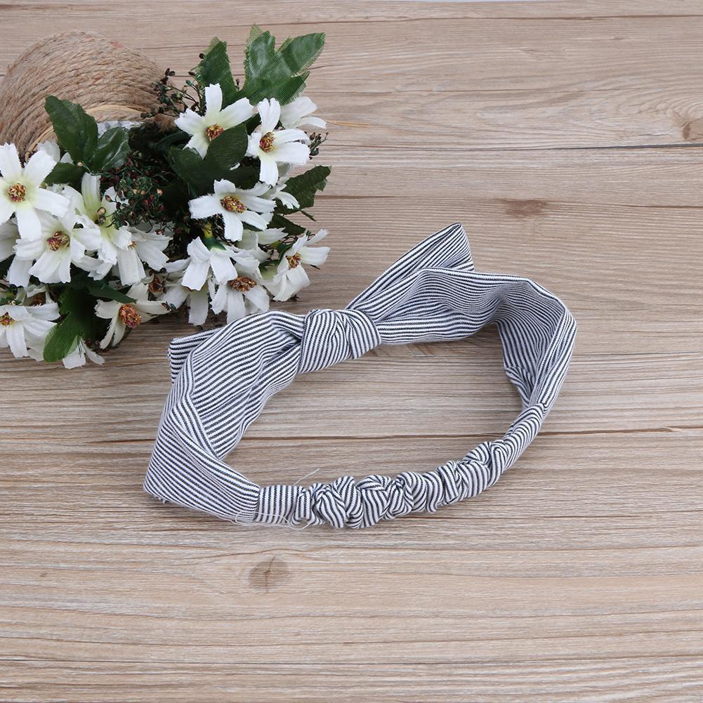 Korean Stripe Bow Knot Baby Hair Band Infant Elastic Headband(Sky Blue)