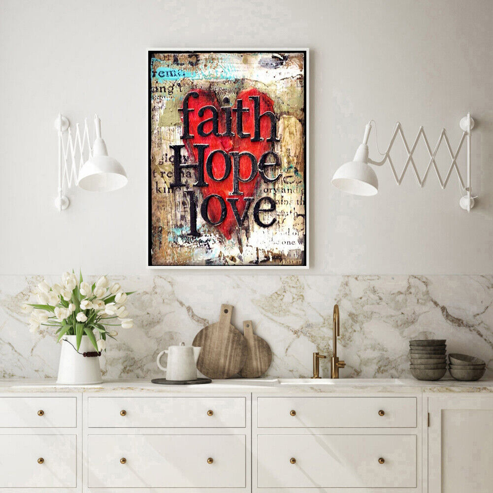 Faith Hope Love Full Round Drill 5D Diamond Painting Living Room Wall Decor