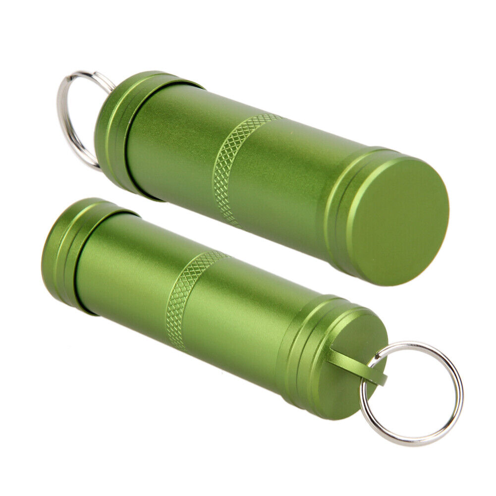 Aluminum Alloy Waterproof Case First-Aid Medicine Bottle with Key Ring