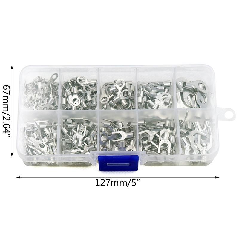 320PCS Non-Insulated Ring Fork Terminal Battery Cable Terminal High Conductivity