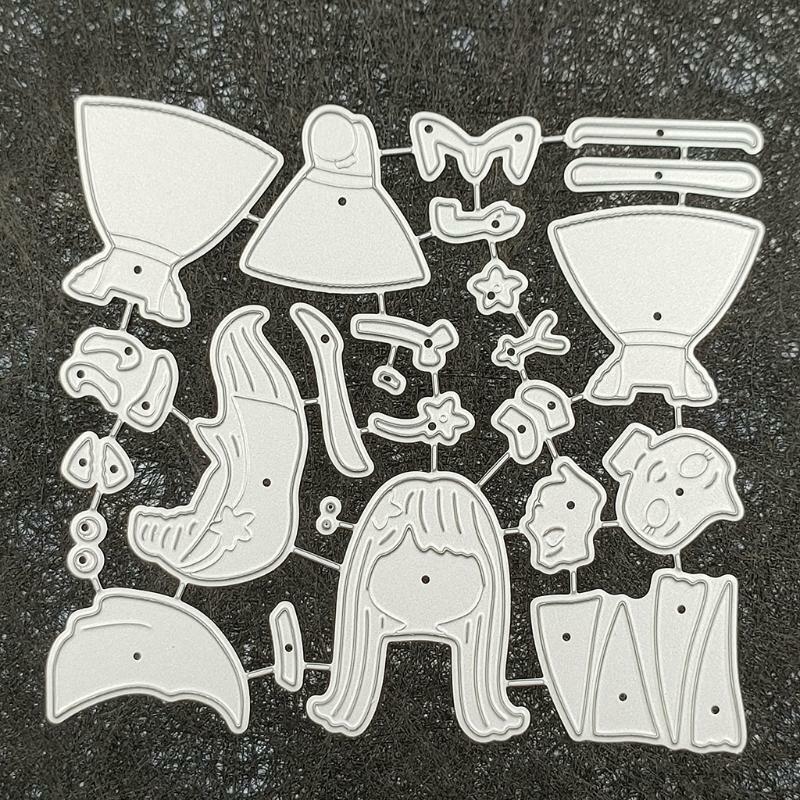Long-haired Girls Metal Cutting Die Decorative Prayer Embossing Die Stencil