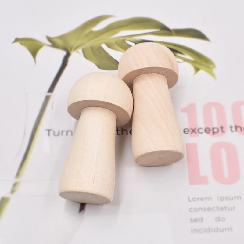 Unfinished Wooden Mushroom 5pcs/set Blank Wood Color Small Mushroom