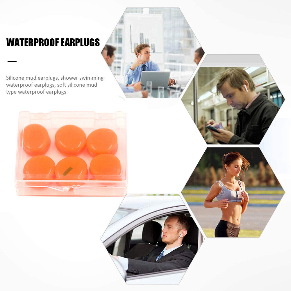 Soft Swimming Earplugs Water Waterproof Silicone Diving Supplies (Orange)