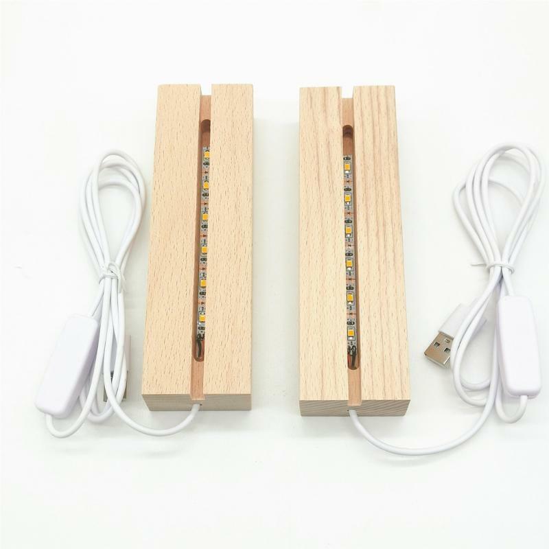 Lights Display Base Crystal Wooden Lighted Base Stand for Crystal Display Glass