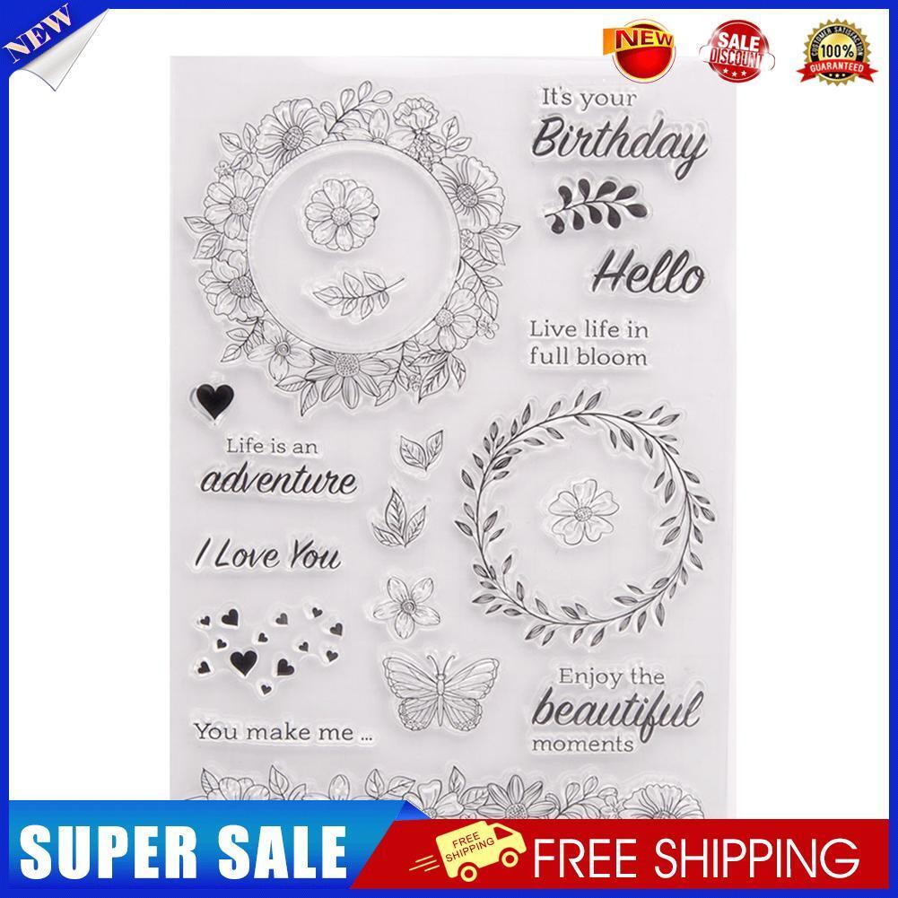 Stamp DIY Silicone Seals Flower Wreath Scrapbooking Card Photo Album Decor
