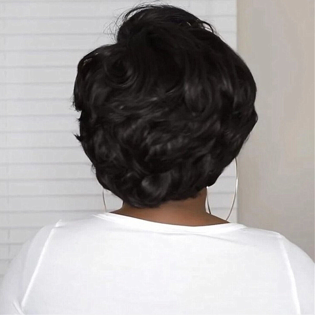 Women Black Heat-Resistant Hair Wig Natural Straight Hair Short Synthetic Wigs