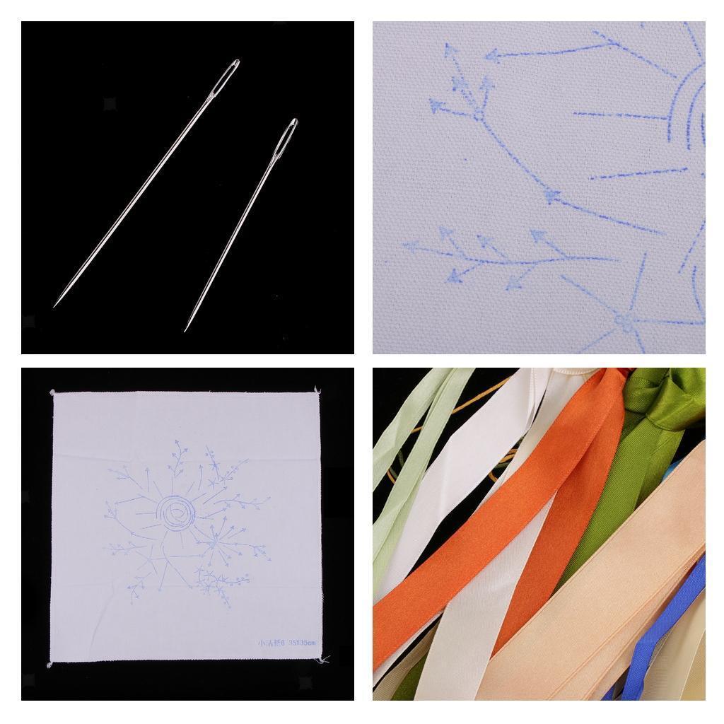 Set of 4 Ribbon Embroidery Kits DIY Flowers    Work