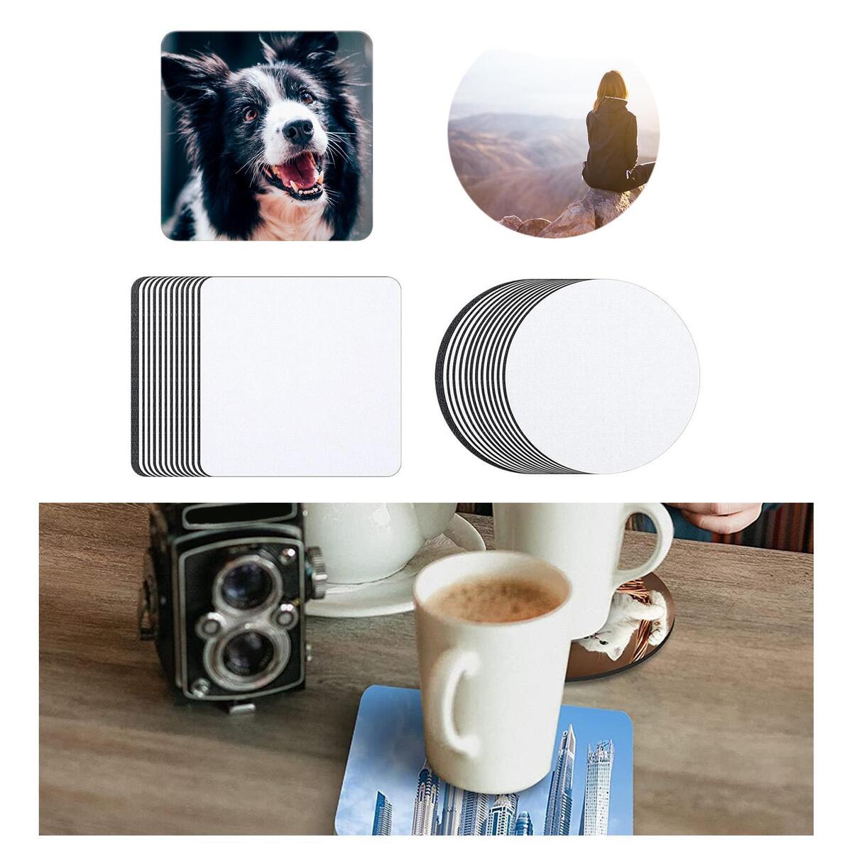 24x Blank Coasters Sublimation Coffee Tea Cup Pad Round Heat Transfer Printing