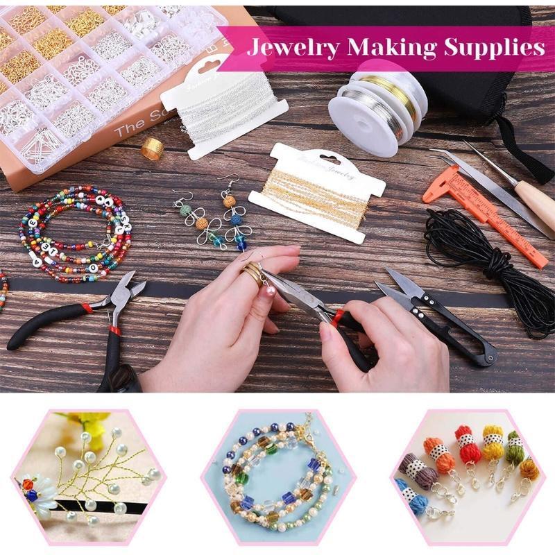 Jewelry Making Supplies Set with Jewellery Wires Findings Kit DIY Crafts Tools