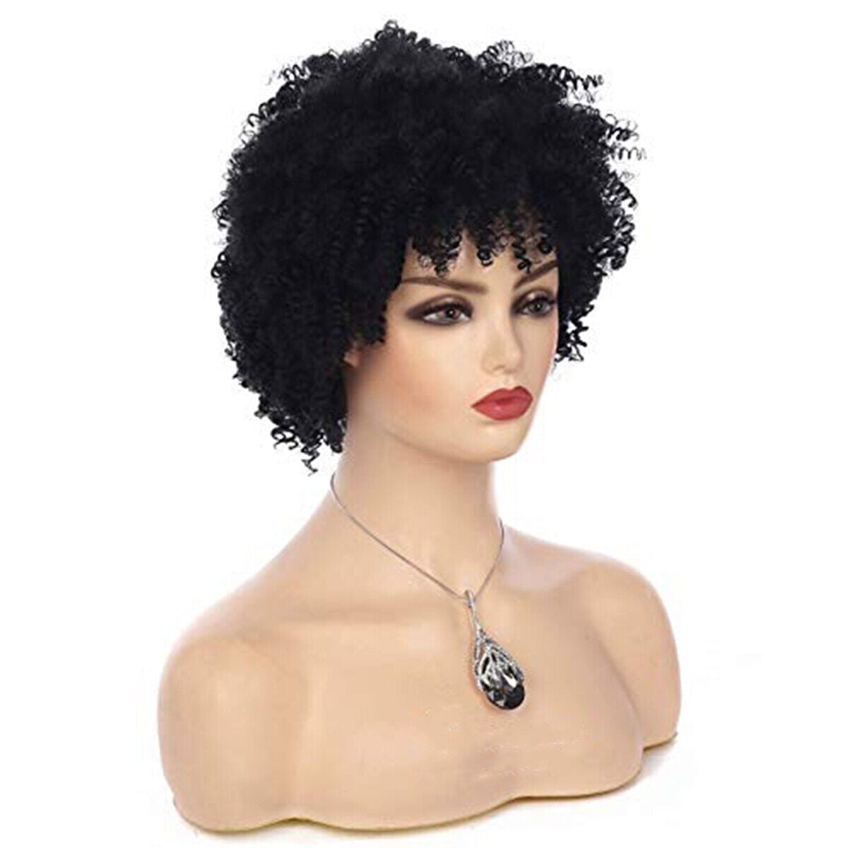 Women's Fashion Short Bob Afro Curly Wigs Pink Full Wig Synthetic Hair for Party