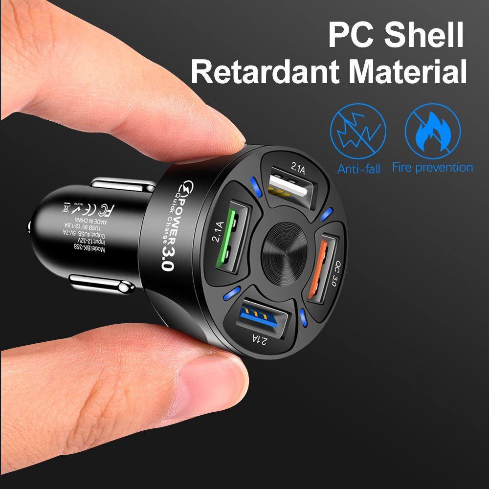 Fast Charge Car Quick Charger 4 USB Car Charger Dual USB Port QC3.0 Car Charger