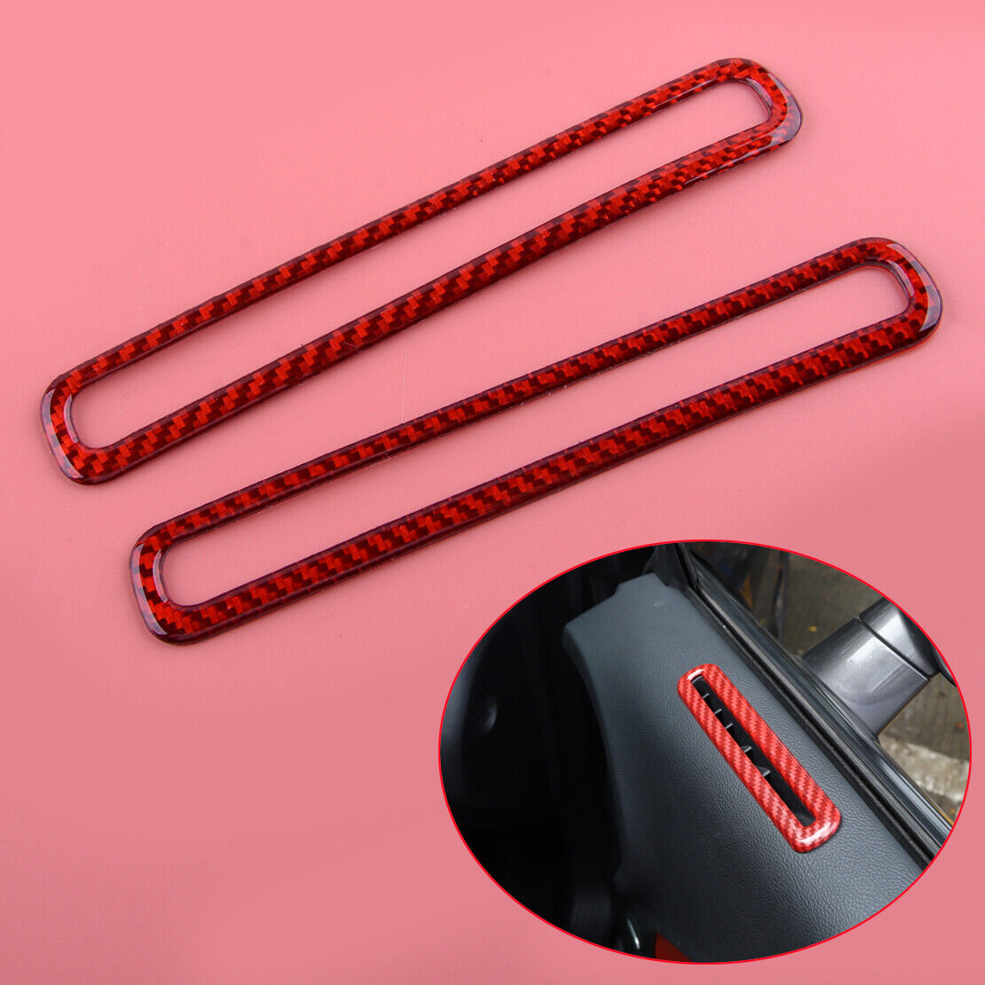 2pcs Real Carbon Fiber Door Air Vent Cover Trim Decor Fit For Dodge Challenger