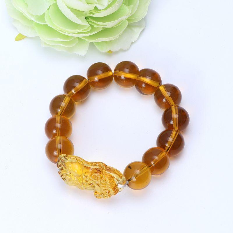 Luck Pixiu Bead Bracelet Feng Shui Citrine Gem Stone Bracelet Gift for Men Women