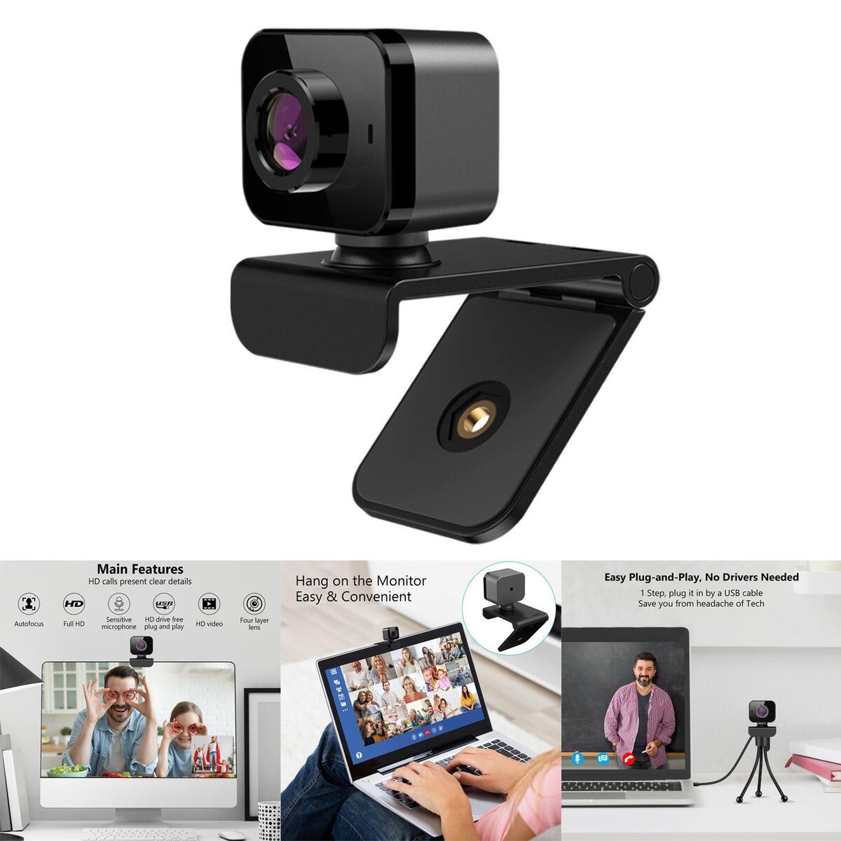 Portable 1080P Full HD USB Webcam Cameras for Conference Live Streaming Home