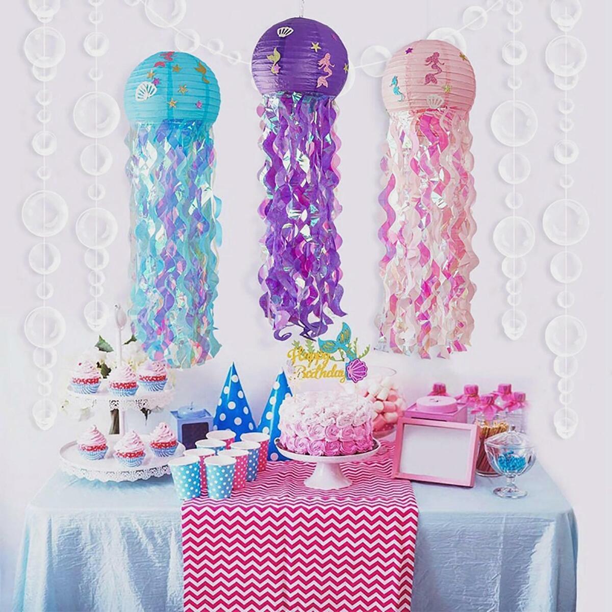 Paper Lanterns Ornament Mermaid Bedroom Accessories for Birthday