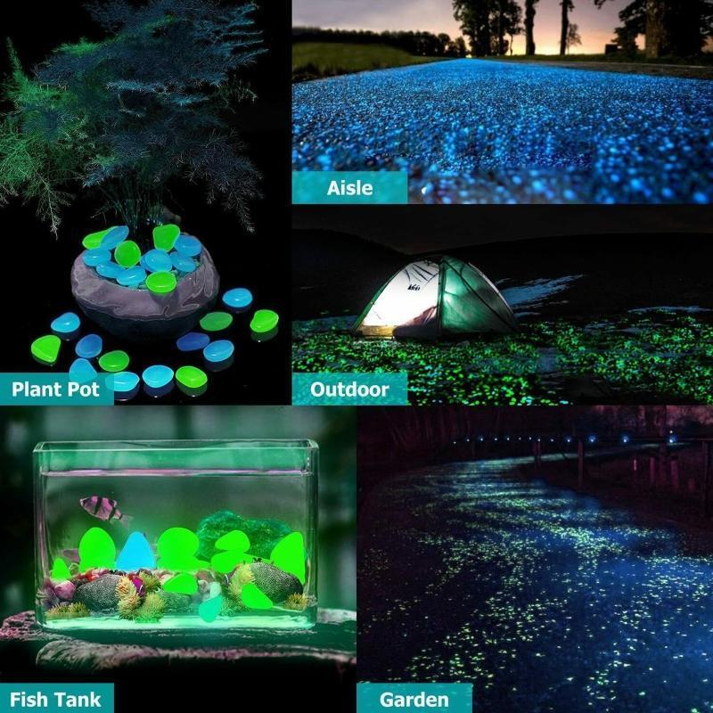Glow in the Dark Pebbles Stones for Aquarium DIY Bonsai Plant Ornament Accessory
