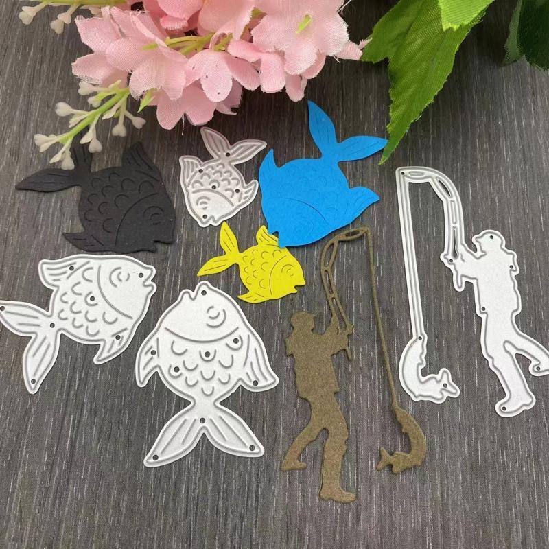 Fishing Metal Cutting Dies Stencil DIY Scrapbook Album Paper Card Template Mold