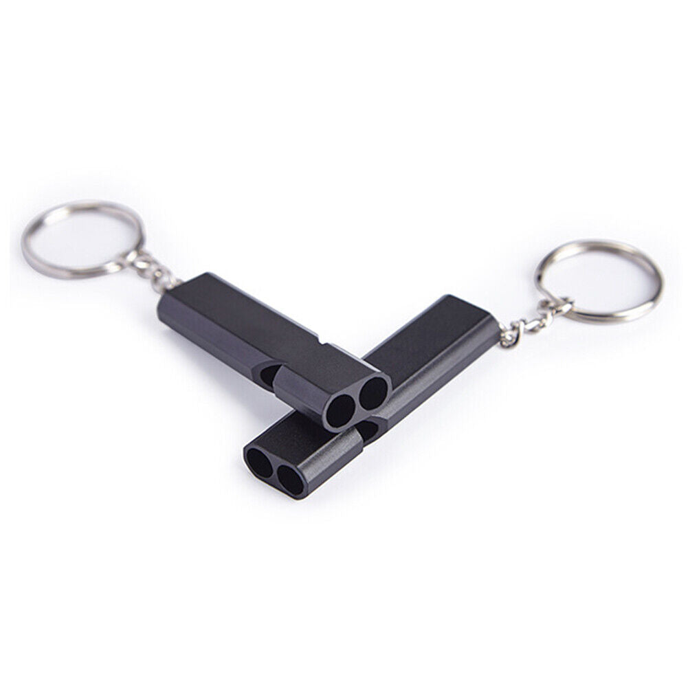 2pcs Survival Whistle EDC Earthquake Dual Tube Emergency Whistle (Black)