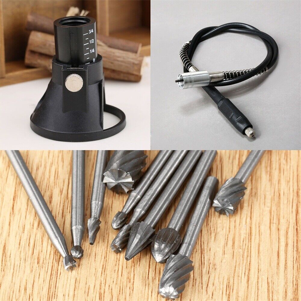 Grinder Accessories HSS Drill Bits & Flexible Shaft Rotary Tool Kit 12pcs C6B