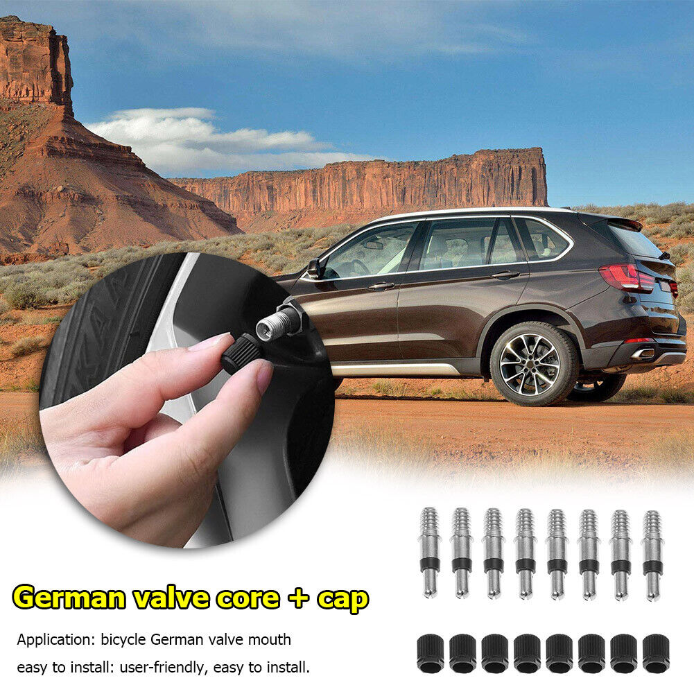 8pcs EP2 German Valve Cores with Caps for Bike Inner Tube Replacement Parts