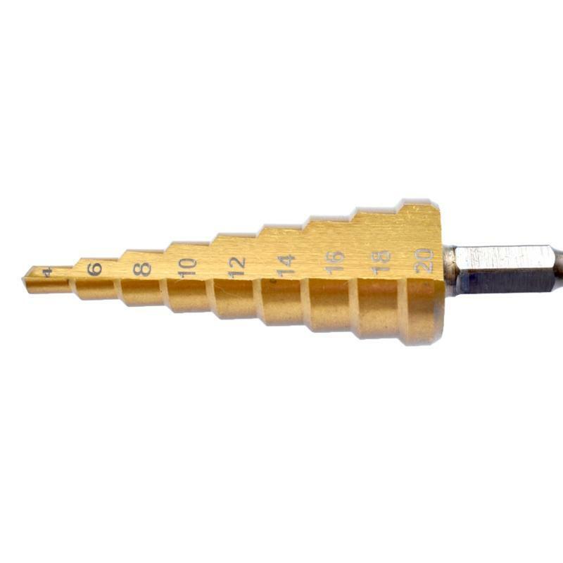 Multifunctional Titanium Coated Step Drill Bit  with Cloth Bag for Woodworking