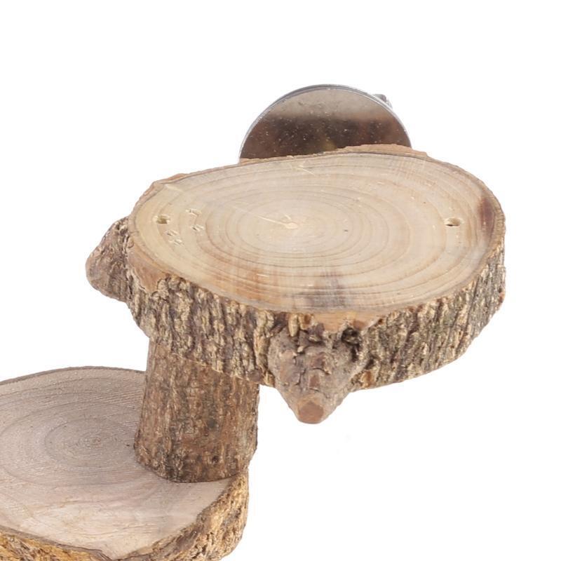 Bird Wooden Perch Platform Natural Wood Training Stand 4 Steps Climbing Ladder