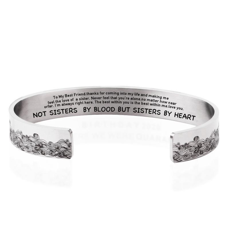 Lettering Surf Bracelet from Sister Bracelets  Stainless Steel Polished
