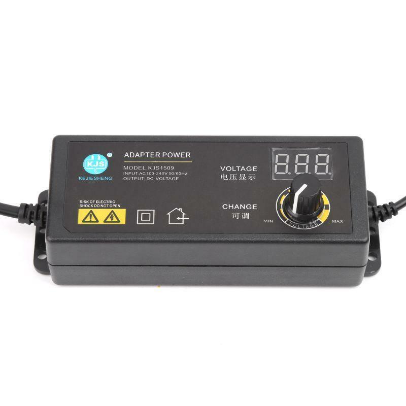 Adjustable Power Adapter With Voltage Digital Display Screen 3V-12V 5A EU Plug
