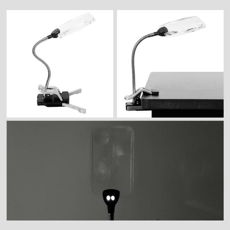 Lluminated Optical Glass Magnifier with Bright LED Light Base Stand Desk Lamp
