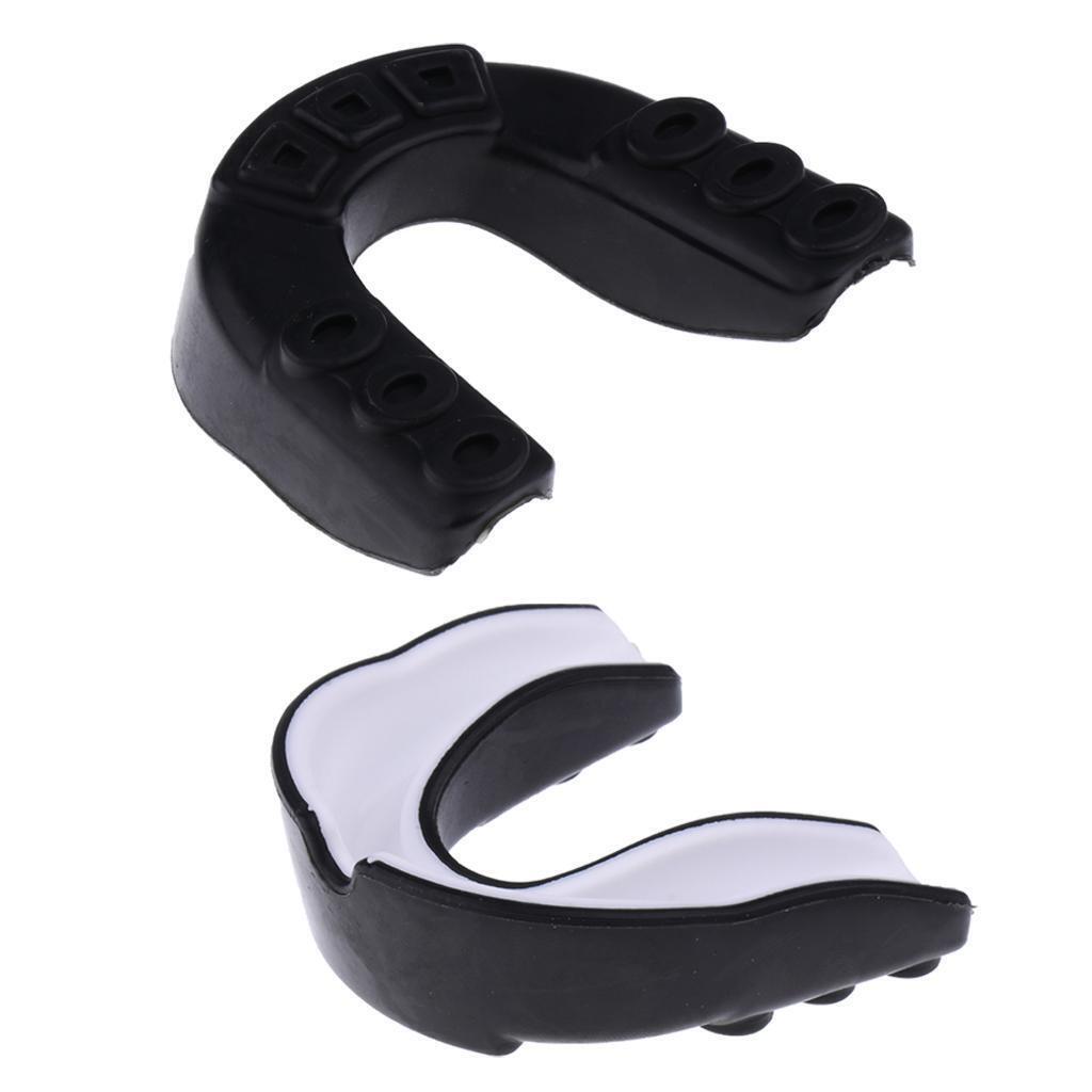 2Pcs EVA Mouth Guard Mouthguard Gum Shield Boxing MMA Teeth Protection Black