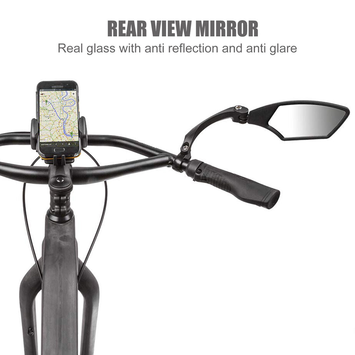 Bicycle Rear View Mirror 360 Rotation HD Anti-Shock Glass Lens (Right)