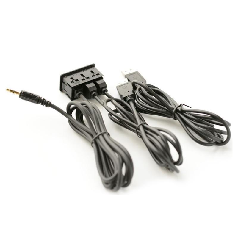 Vehicle Extension Panel Cable Dual Type-C Aux Interface Power Adapter for Phone