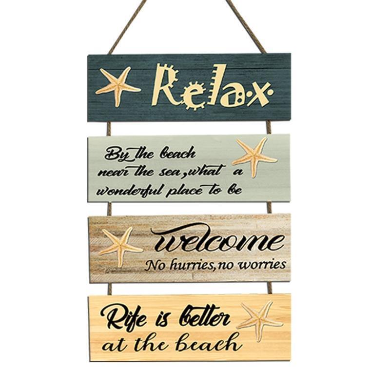 Wooden Sea Beach Wall Art Decor Hanging Ornamen Nautical Wood Sign