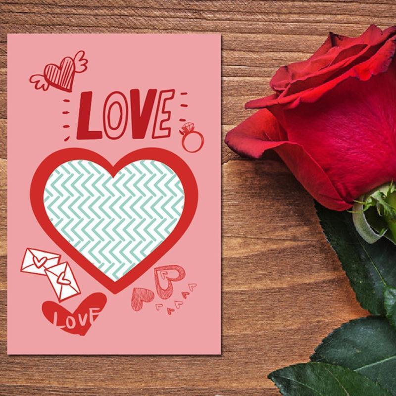 Romantic Love Heart Greeting Cards Set of 8 Valentine's Day Gift Wishing Card
