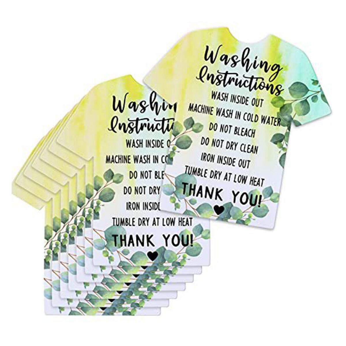 150Pcs T Shirt Washing Instructions Cards 3.5inch Shirt Care Cleaning Card