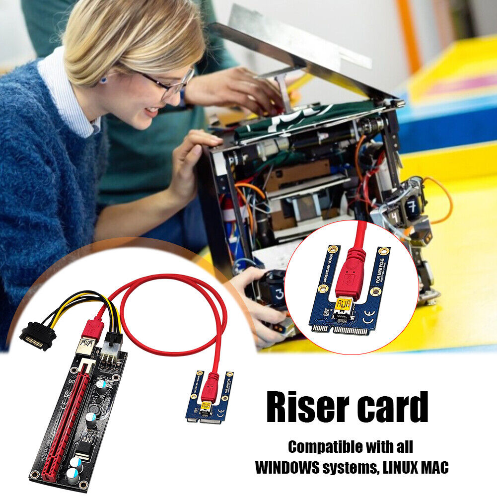 USB 3.0 Mini PCIE Riser SATA 16X PCIE PC Adapter Card Power Cable (6 Pin)