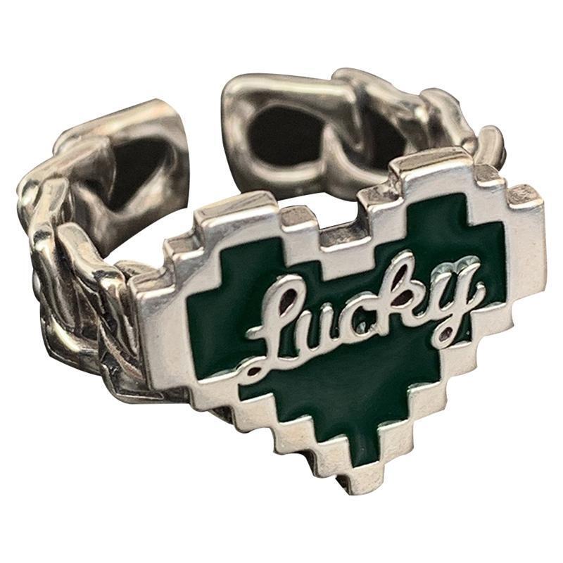Lovely Cute Finger Ring Adjustable Open Rings Mosaic Heart Finger Band Ring