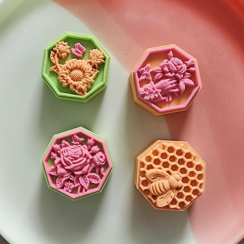 50g Mooncake Mold Press Safe Mooncake Moulds Flowers & Bee Shaped for Mid-Autumn