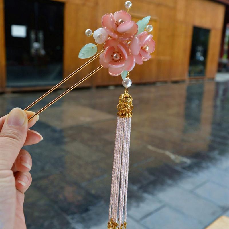 Beaded Tassel Hairpin Women Girls Hair Stick Bridal Headwear Decorative Jewelry