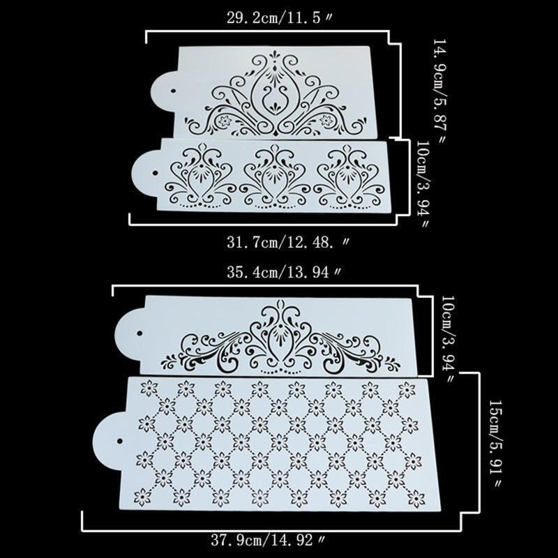 4 Pack DIY Plastic Material Sugar Sieve Moulds Plastic Fondant Printing Stencils