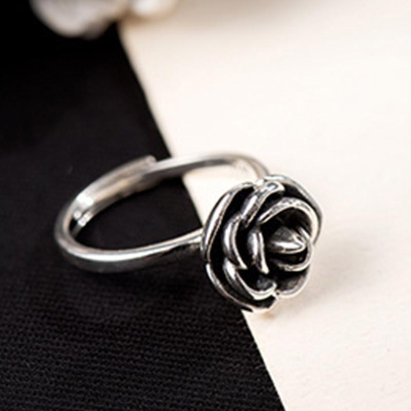 Rose Flower Anti Wolf Ring Self Protection Jewelry Finger Ring for Women Girl
