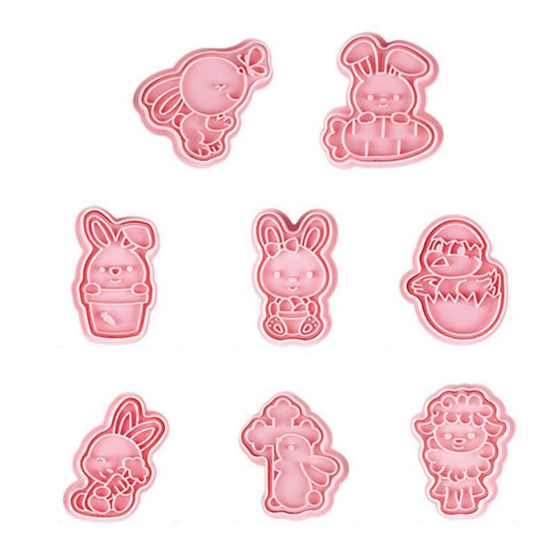 8 Pack Easter Theme Pattern Cookie Moulds Cookies Cutters Plastic Biscuits Molds
