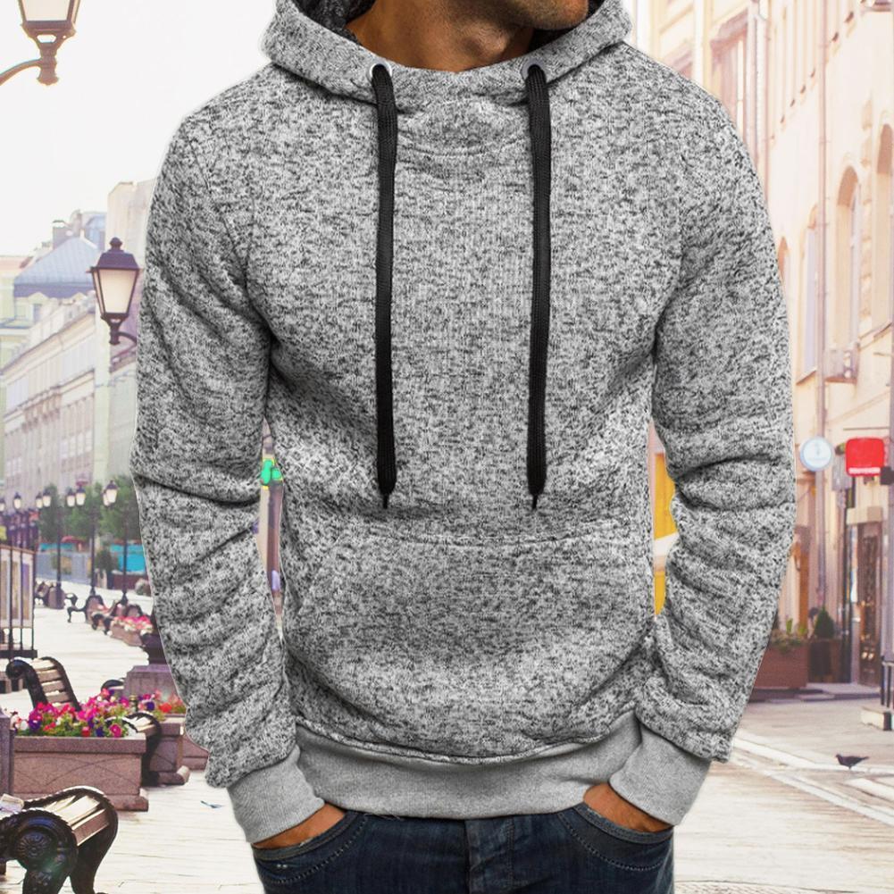 Men Boy Autumn Long-Sleeves Pure Color Hoodie Sweatershirt (Light Grey XL)