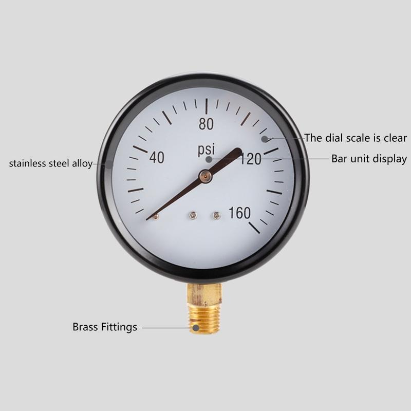 Utility Pressure Gauge Range 0-160 Psi Low Pressure Gauge 1/4" Thread for Oil
