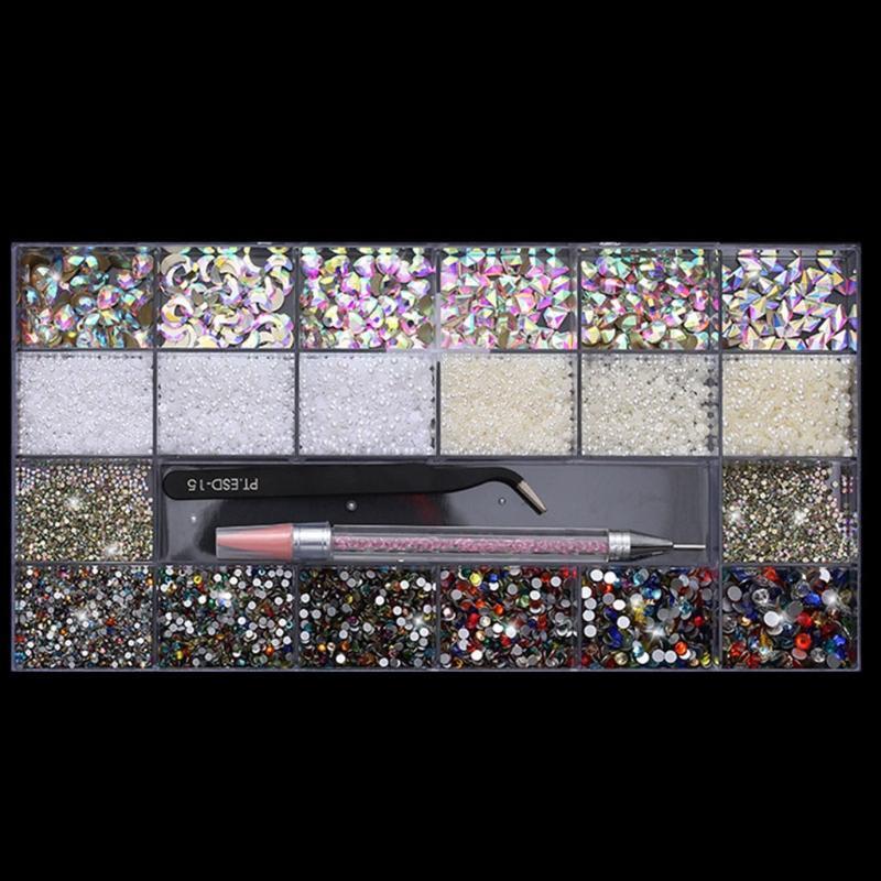 21 Grids DIY Accessories Suit Shiny Jewels Rhinestones in a Storage Organizer