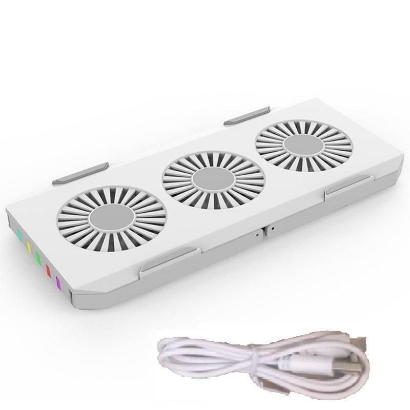 Gaming Laptop Cooling Stand Holder 3 Fan RGB Light Riser Folding Anti-Slip ABS