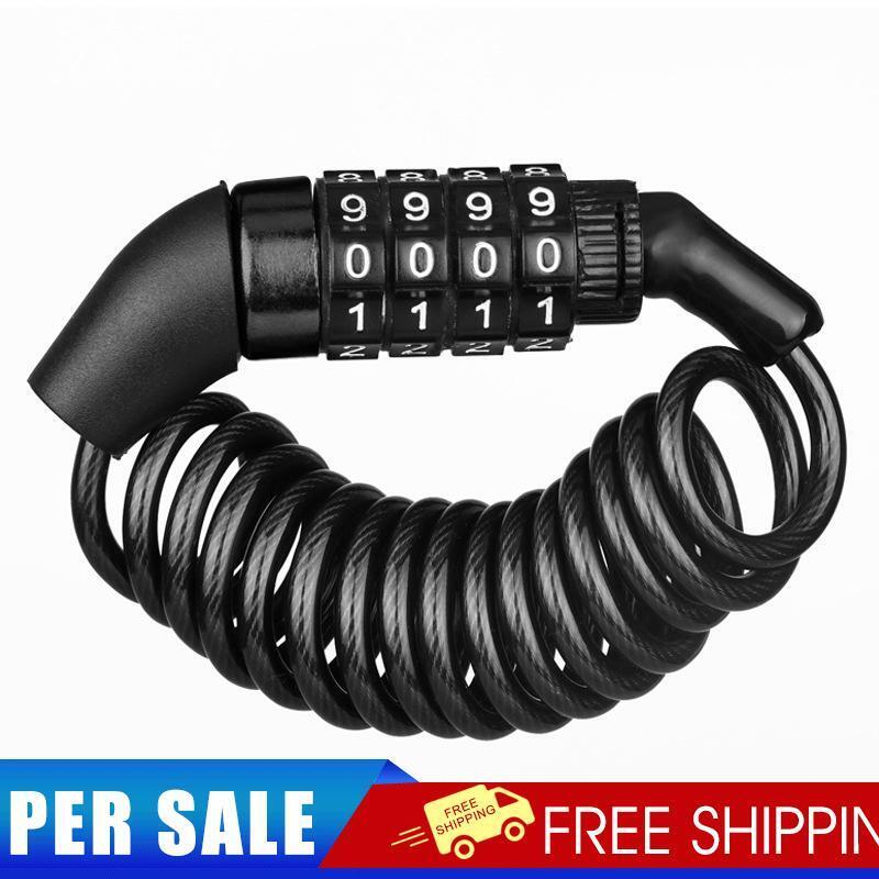 MTB Road Bike Anti Theft Helmet Lock 4 Digit Password Safety Cable Locks