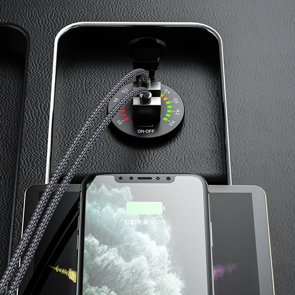 Car Motorcycle Dual USB Charger QC3.0 Power Socket with Switch + Wires