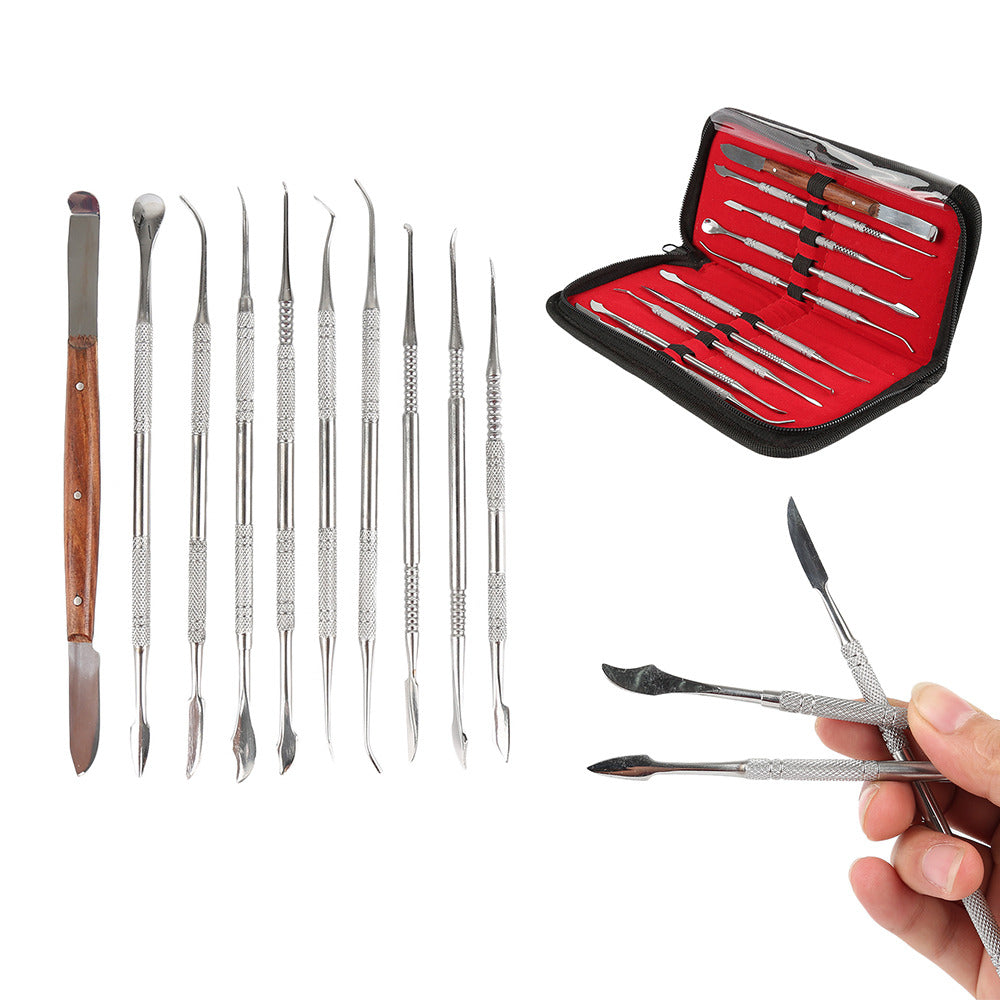 10 pieces dental stainles steel sculpture clay pottery carving wax tool set