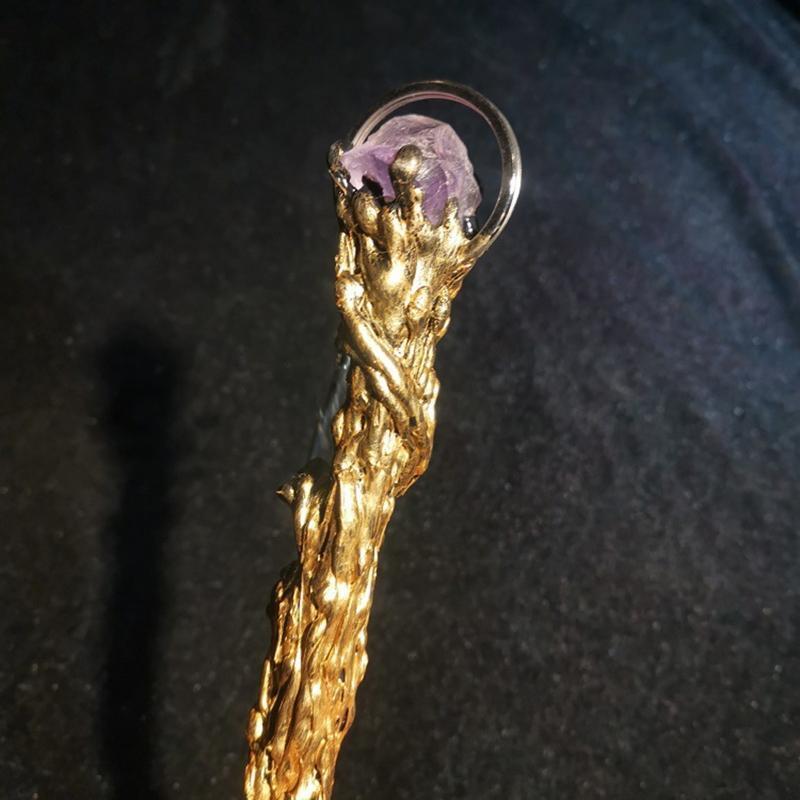 Metal Magic Crystal Wand  Amethyst Fantasy Costume Prop Role Play Accessory